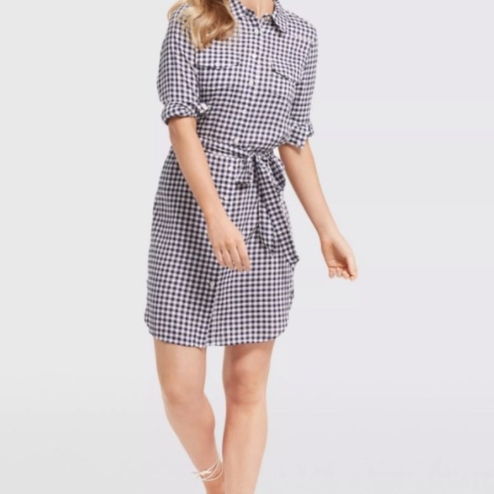 Draper James Navy Gingham plaid preppy Dress Sz 2